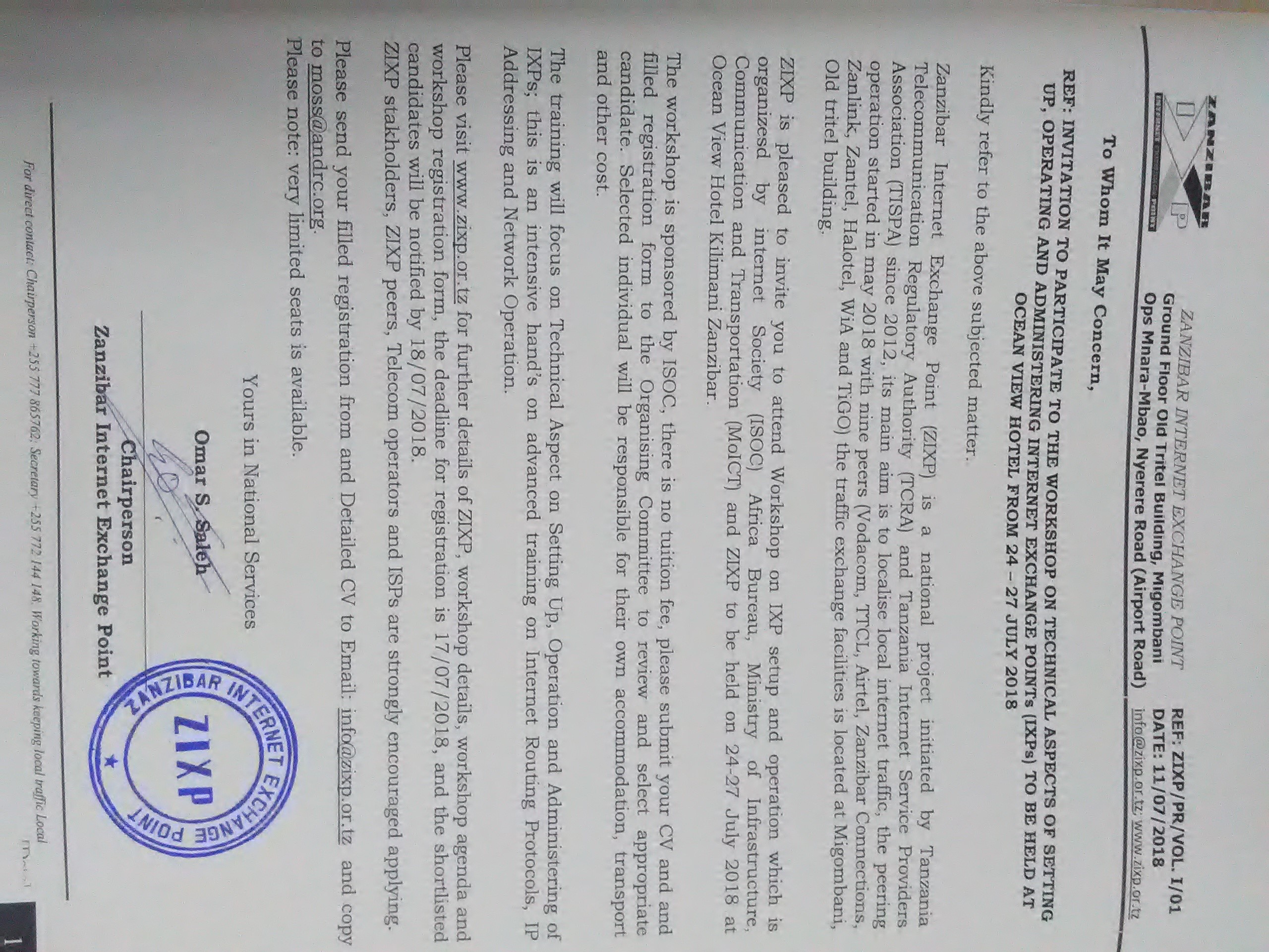 Download Workshop Invitation letter